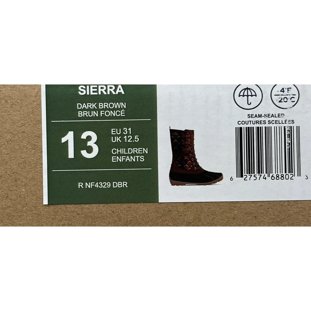 Kamik Little Girls High-Top Vegan Boots Size 13 Brown-Plaid Waterproof Insulated